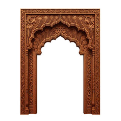Intricate Carved Wooden Archway Featuring Traditional Indian Motifs And Patterns Decoration Ornament