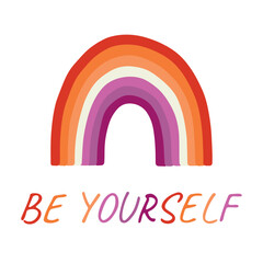 Colorful rainbow shape Lesbian pride flag Happy pride day LGBTQIA community Pride Month Vector hand drawn doodle for posters, stickers, logo, cards