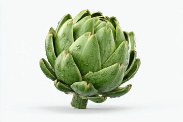 Fototapeta premium Fresh green artichoke isolated on white background
