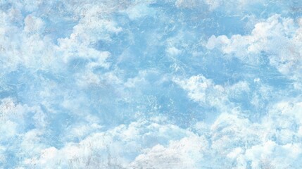 Obraz premium Bright blue sky decorated with soft white clouds creates a serene and tranquil setting. The sun casts a gentle light, enhancing the peaceful ambiance of the day.