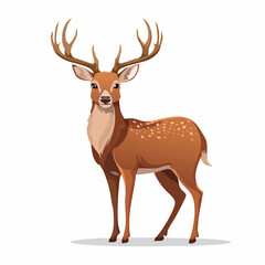 Fototapeta premium Cartoon illustration of a stately deer with impressive antlers standing gracefully