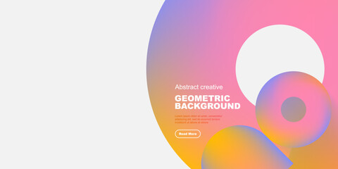 Abstract geometric background features vibrant overlapping circles. Gradient colors blend smoothly, creating modern visual appeal. Text present.