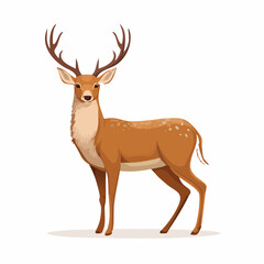 Fototapeta premium Majestic Deer Portrait: Graceful Antlers and Gentle Gaze in a Cartoon Illustration