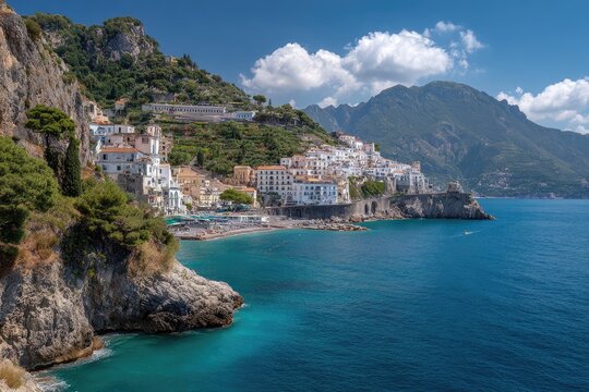 Coastal town nestled in a hillside - Powered by Adobe