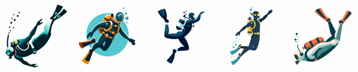 vector of a diver in the sea
