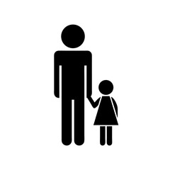 Father holding child hand simple silhouette vector illustration