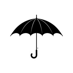Simple classic opened umbrella protection silhouette vector illustration