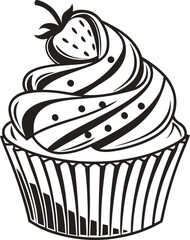 Pink cherry chocolate cupcake with cream, a sweet vector illustration perfect for a birthday celebration