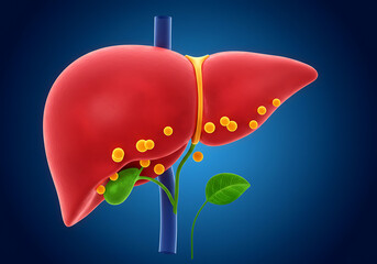 Digital rendering of the liver, useful for understanding anatomy and potential health issues.

