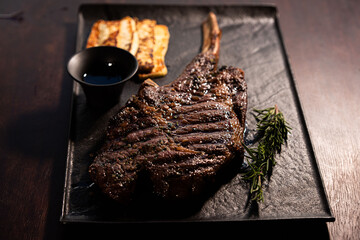 Grilled Tomahawk Steak with Rosemary and Halloumi Cheese – Gourmet Plate