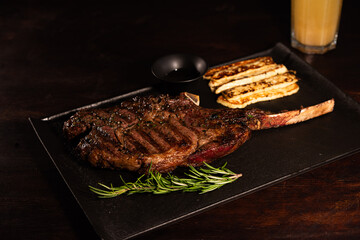 Grilled Tomahawk Steak with Rosemary and Halloumi Cheese – Gourmet Plate