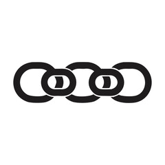 Simple and clean connected chain silhouette vector icon illustration on white background. Suitable for strength, attachment, and unity branding.