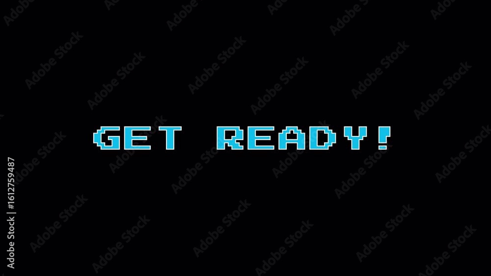 Poster get ready text animation and 8bit style. 4k video