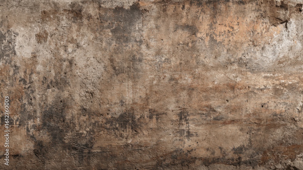 Aufkleber close-up view of a distressed wall texture revealing earthy tones and intricate patterns, demonstrat