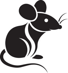 Stylized Silhouette of a Mouse with Curving Lines and Circular Accents Depicting a Sleek and Whimsical Rodent Design