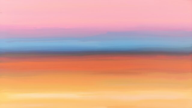 印象的な色彩の抽象風景画、地平線に広がるグラデーション