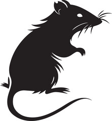 Silhouette of a Standing Rat A Dark and Simplistic Depiction of the Rodent in Profile