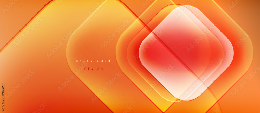 Poster abstract orange background. overlapping squares create dynamic visual effect. modern design suitable