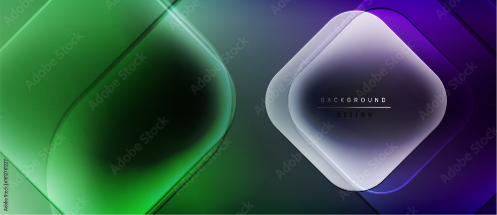Poster abstract geometric design. gradient colors blend, creating dynamic visual effect. modern, sleek pres