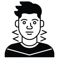 Man with neck pain or discomfort indicated by zigzag lines