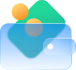 Transparent Background Wallet, Finance, and Money Glassmorphism Icon Design