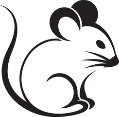 Stylized Mouse Illustration Graceful Design with Flowing Lines and Minimalist Aesthetic Black and White Animal Art