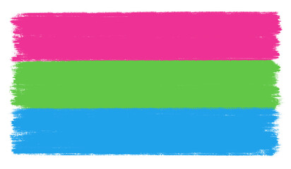 Grunge brush painted Polysexual flag. LGBTQI concept. 