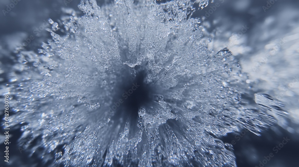 Poster abstract splash of water in motion with dynamic droplets and ripples creating a cool refreshing aqua