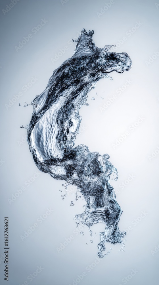 Aufkleber dynamic splash of water creating an artistic shape suspended in midair with high-speed photography a