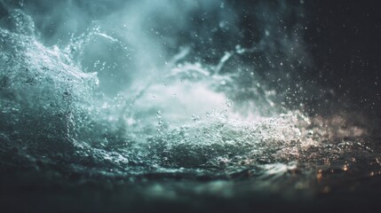 Fototapeta premium Close-up of Splatte Water with Splash and Droplets in Motion Under Dark Background for Nature and Liquid Dynamic Photography