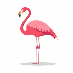 Fototapeta premium Elegant flamingo illustration showcasing vibrant pink plumage and graceful stance isolated