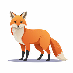 Obraz premium Cartoon fox illustration with bright orange fur and a playful expression on a plain backdrop