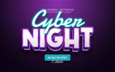 Cyber ​​Night Neon Text Effect for Poster, Logo and T-Shirt Templates