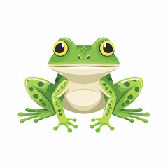 Obraz premium Charming cartoon frog illustration with bright green skin and big yellow eyes