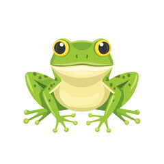Obraz premium Cartoon green frog illustration with big eyes posing on white background image