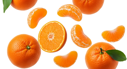 Vibrant Citrus Fruits in MidAir Displaying Freshness.