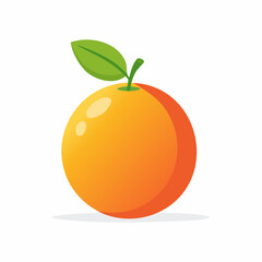Cheerful citrus delight: A vibrant cartoon illustration of an orange with a fresh green leaf