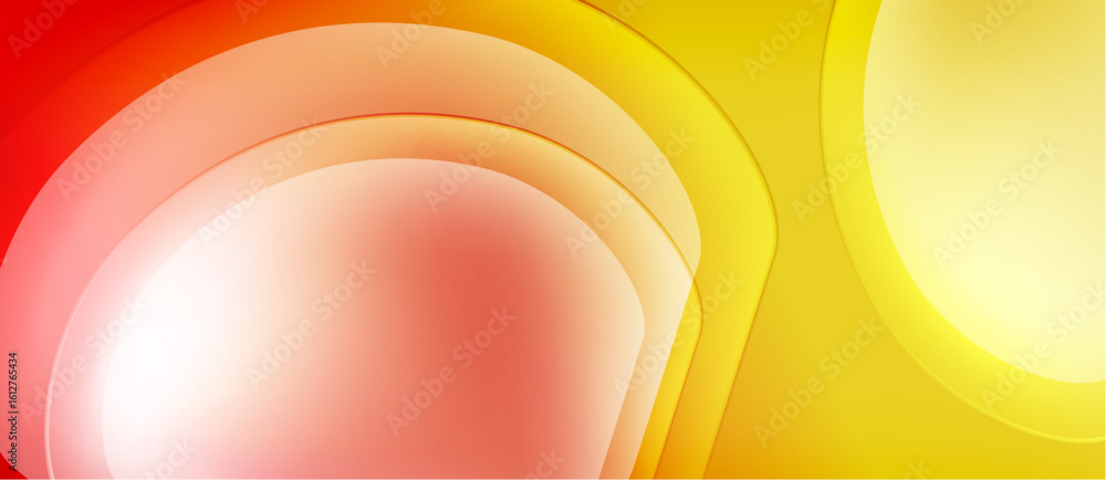 Poster abstract background features layered curves, vibrant reds, oranges, yellows. smooth gradients create