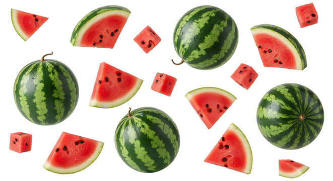 Vibrant Watermelon Slices and Whole Fruits in Airy Composition.