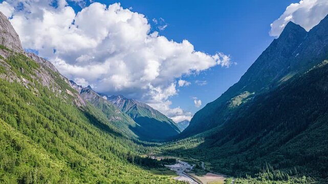 Breathtaking aerial timelapse of Aba Four Girls Mountains showcasing natural beauty and changing landscapes