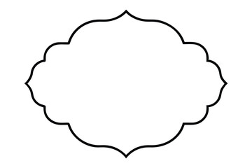 Black ornate Islamic arch frame with floral motifs on white background Islamic frame decoration