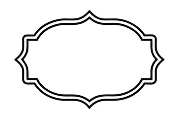 Black ornate ornamental frame with double line border on white background decorative