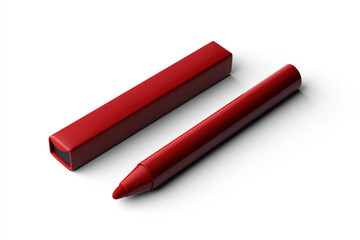 Sleek red marker with its matching protective case presented elegantly for creative projects and professional use