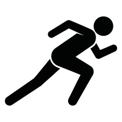 Black silhouette icon of a person running. Symbol for speed and athletics.