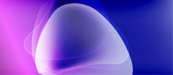 Abstract fluid shapes blend purple, blue hues. Soft gradients create luminous, ethereal effect. Minimalist design evokes calm atmosphere.