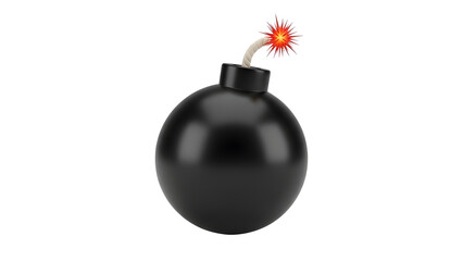 Bomb illustration black round bomb with a burning fuse cartoon bomb explosive bomb danger bomb image on transparent background