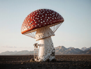 a huge mushroom-shaped observatory on an unknown planet . Generative AI