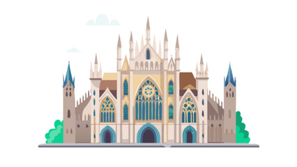 Beautiful gothic architecture church vector illustration for design projects and presentations use cases