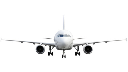 Naklejka premium Isolated airplane stock photo for travel aviation and transportation industry on white background on transparent background