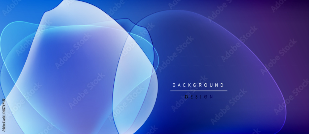 Poster abstract blue background. overlapping shapes create dynamic visual effect. gradient colors suggest d